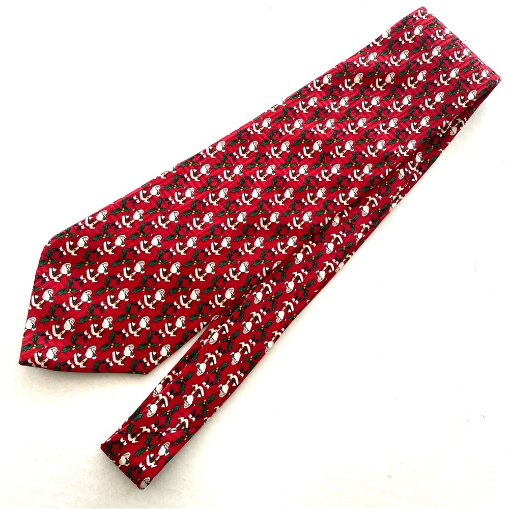 FN Festive RED SANTA Christmas Holiday Silk Necktie